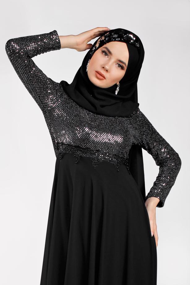Vêtements hijab  T 3522 AZD- ABİYE ELBİSE - TRENDTESETTÜR