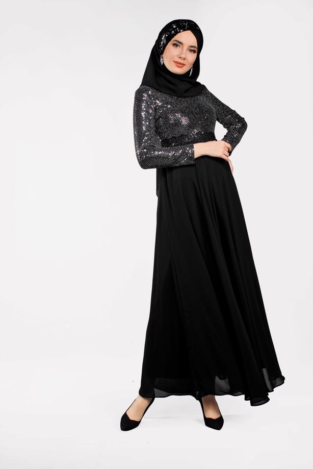 Vêtements hijab  T 3522 AZD- ABİYE ELBİSE - TRENDTESETTÜR