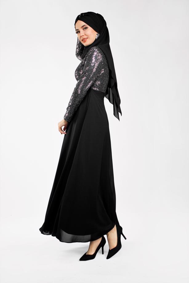 Vêtements hijab  T 3522 AZD- ABİYE ELBİSE - TRENDTESETTÜR
