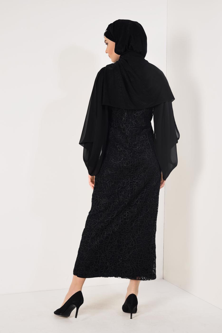 Vêtements hijab NOIR  Robe de Soirée T 3751