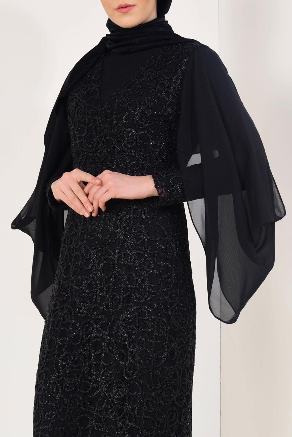 Vêtements hijab NOIR  Robe de Soirée T 3751