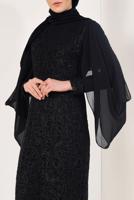 Vêtements hijab NOIR  Robe de Soirée T 3751