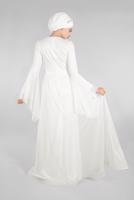 Hijab clothing CREAM EVENING DRESS WITH FLOWER ACCESSORY T 50393