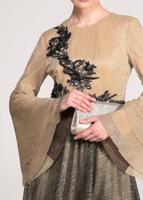 Tesettür giyim BEJ ALVİNA DEGRADE TAŞLI ABİYE ELBİSE T 5424