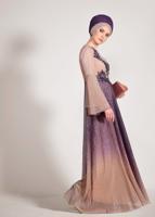 Tesettür giyim GRİ ALVİNA DEGRADE TAŞLI ABİYE ELBİSE T 5424