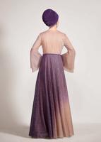 Tesettür giyim GRİ ALVİNA DEGRADE TAŞLI ABİYE ELBİSE T 5424