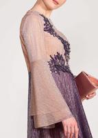 Tesettür giyim GRİ ALVİNA DEGRADE TAŞLI ABİYE ELBİSE T 5424