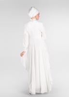 Tesettür giyim EKRU ALVİNA  TAŞ BASKI DETAYLI ŞİFON ABİYE ELBİSE 5428