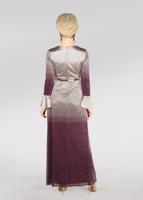 Tesettür giyim BORDO İKİ RENK GEÇİŞLİ SİMLİ ABİYE ELBİSE 5431 