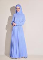 Tesettür giyim MAVİ TAŞLI ŞİFON ABİYE ELBİSE 5468 