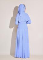 Tesettür giyim MAVİ TAŞLI ŞİFON ABİYE ELBİSE 5468 