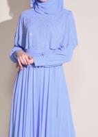 Tesettür giyim MAVİ TAŞLI ŞİFON ABİYE ELBİSE 5468 