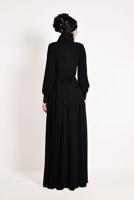 Tesettür giyim SİYAH ALVİNA ŞİFON ABİYE ELBİSE T 5471