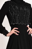 Tesettür giyim SİYAH ALVİNA ŞİFON ABİYE ELBİSE T 5471