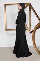 Tesettür giyim SİYAH ALVİNA TAŞLI ABİYE ELBİSE T 5474