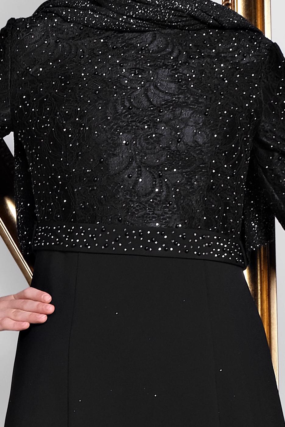 Tesettür giyim SİYAH ALVİNA TAŞLI ABİYE ELBİSE T 5474