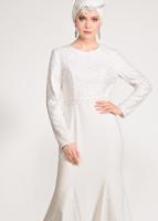 Tesettür giyim KREM ALVİNA TAŞLI ABİYE ELBİSE T 5474