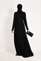 Tesettür giyim SİYAH TAŞ İŞLEMELİ ABİYE ELBİSE 5476