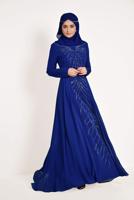 Tesettür giyim LACİVERT TAŞ İŞLEMELİ ABİYE ELBİSE 5476