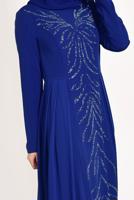 Tesettür giyim LACİVERT TAŞ İŞLEMELİ ABİYE ELBİSE 5476