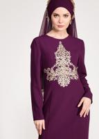 Tesettür giyim MOR GÜPÜRLÜ BALIK ABİYE ELBİSE 5484