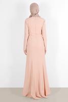 Tesettür giyim PUDRA GÜPÜRLÜ BALIK ABİYE ELBİSE 5484