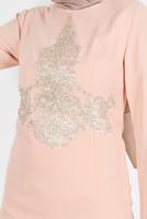 Tesettür giyim PUDRA GÜPÜRLÜ BALIK ABİYE ELBİSE 5484