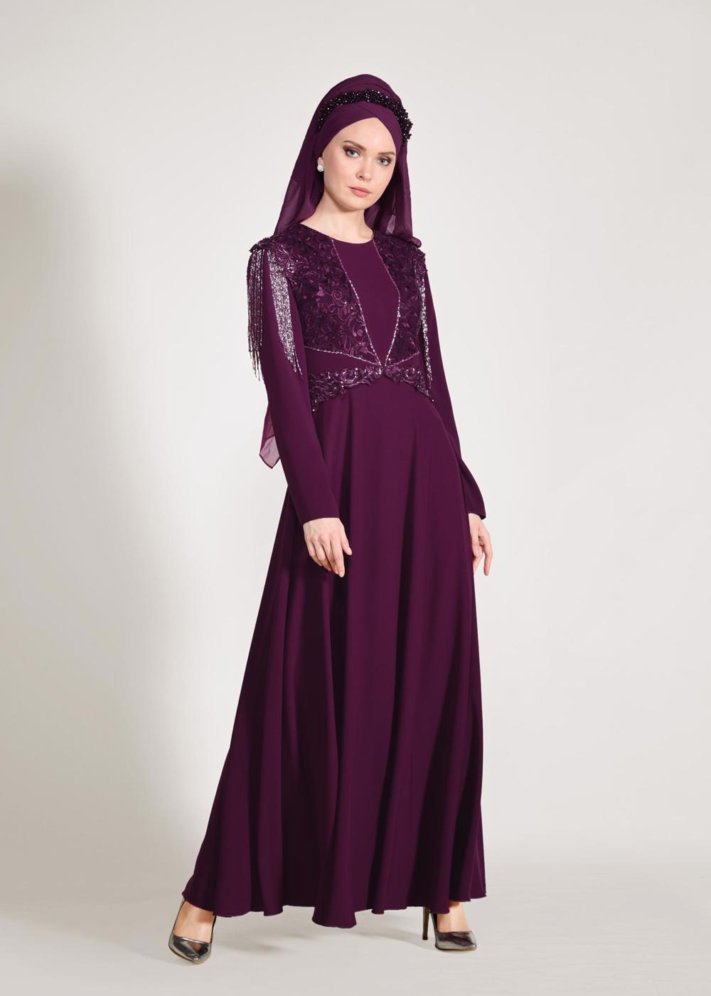 Tesettür giyim MÜRDÜM T 5500 ALVİNA VİRONA ABİYE