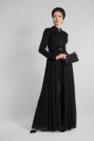 Tesettür giyim SİYAH GÜPÜR İŞLEMELİ PELERİN GÖRÜNÜMLÜ TULUM 5508