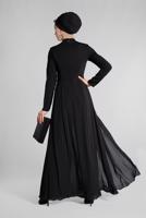 Tesettür giyim SİYAH GÜPÜR İŞLEMELİ PELERİN GÖRÜNÜMLÜ TULUM 5508