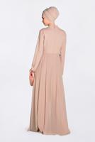 Tesettür giyim PUDRA GÜPÜR İŞLEMELİ PELERİN GÖRÜNÜMLÜ TULUM 5508