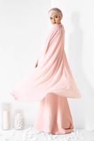 Tesettür giyim PUDRA ALVİNA İŞLEMELİ ABİYE ELBİSE T 5509