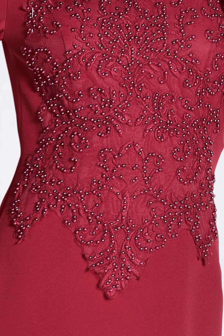 Tesettür giyim KIRMIZI GÜPÜRLÜ BALIK ABİYE ELBİSE 5511