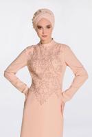 Tesettür giyim PUDRA GÜPÜRLÜ BALIK ABİYE ELBİSE 5511