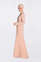 Tesettür giyim PUDRA GÜPÜRLÜ BALIK ABİYE ELBİSE 5511