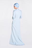 Tesettür giyim MAVİ GÜPÜRLÜ BALIK ABİYE ELBİSE 5511