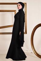 Tesettür giyim SİYAH BONCUK DETAYLI ABİYE ELBİSE T 5512