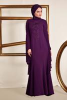 Tesettür giyim MÜRDÜM BONCUK DETAYLI ABİYE ELBİSE T 5512