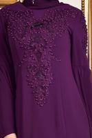 Tesettür giyim MÜRDÜM BONCUK DETAYLI ABİYE ELBİSE T 5512