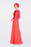 Tesettür giyim MERCAN GÜPÜRLÜ BALIK ABİYE ELBİSE 5520