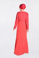 Tesettür giyim MERCAN GÜPÜRLÜ BALIK ABİYE ELBİSE 5520