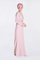 Tesettür giyim PUDRA GÜPÜRLÜ BALIK ABİYE ELBİSE 5520