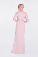 Tesettür giyim PUDRA GÜPÜRLÜ BALIK ABİYE ELBİSE 5520