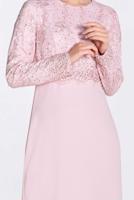 Tesettür giyim PUDRA GÜPÜRLÜ BALIK ABİYE ELBİSE 5520