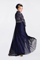 Tesettür giyim LACİVERT ÜSTÜ GÜPÜRLÜ ABİYE ELBİSE 5521