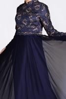 Tesettür giyim LACİVERT ÜSTÜ GÜPÜRLÜ ABİYE ELBİSE 5521