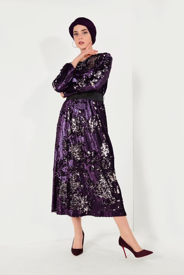 Vêtements hijab  Sequined Evening Dress T 5592  - TRENDTESETTÜR