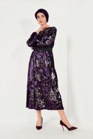 Hijab clothing PURPLE Sequined Evening Dress T 5592 