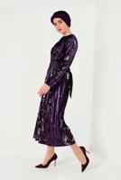 Hijab clothing PURPLE Sequined Evening Dress T 5592 