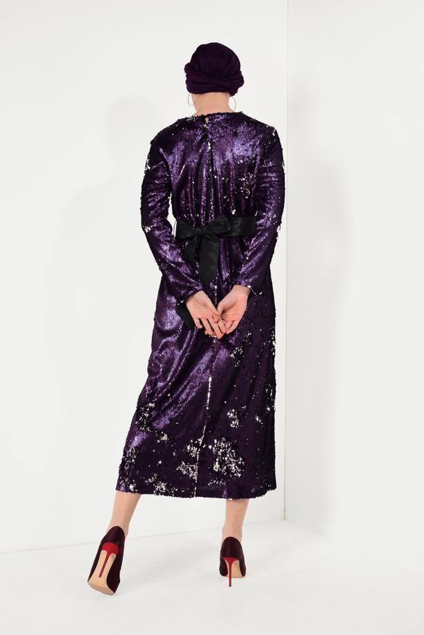 Vêtements hijab  Sequined Evening Dress T 5592  - TRENDTESETTÜR